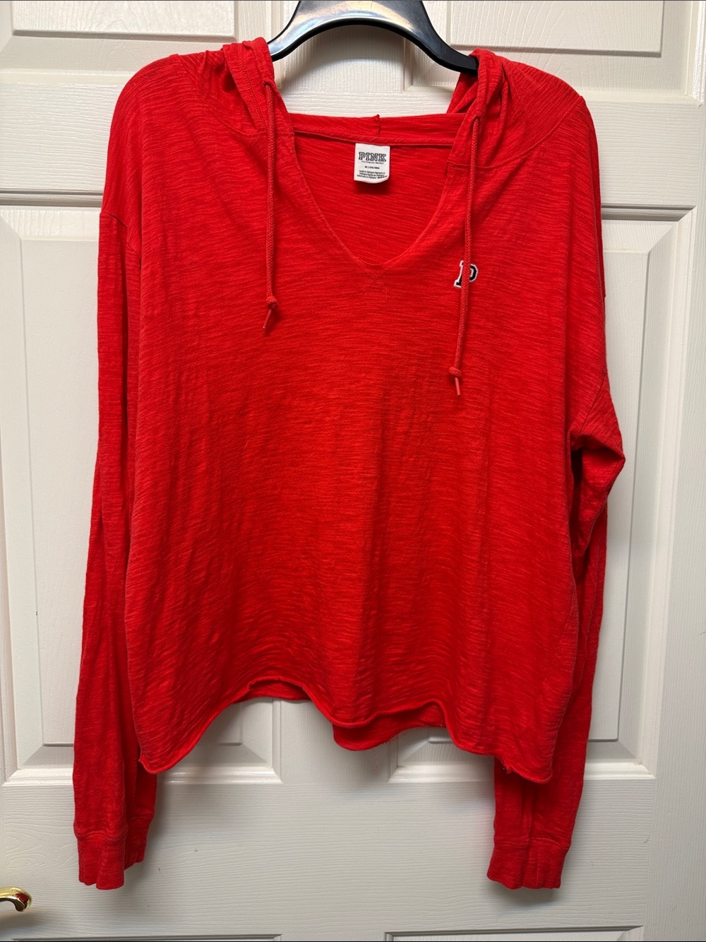 PINK Victoria's Secret Red Lightweight Hooded V-Neck Pullover